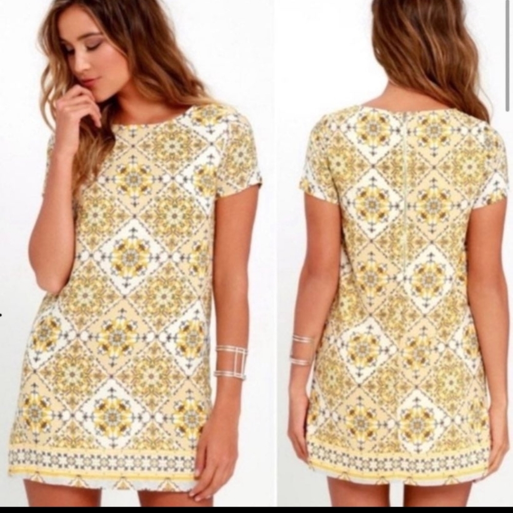 Lulus Yellow Boho Shift Dress Dandelion Small
